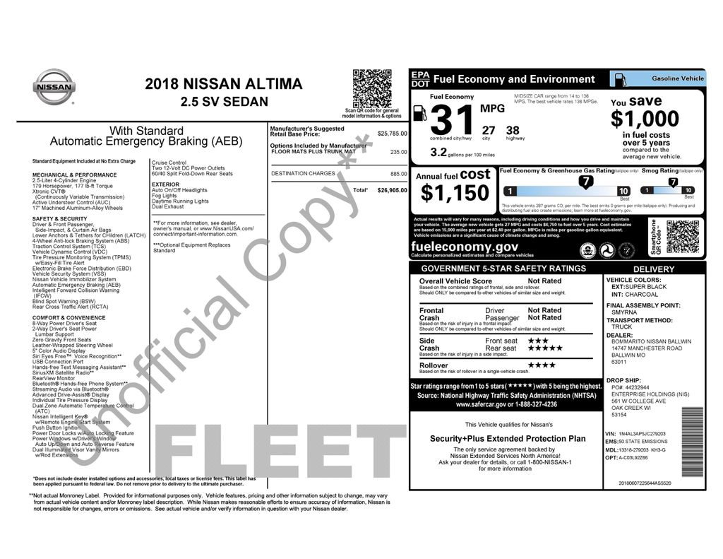 2018 Nissan Altima SV's photo