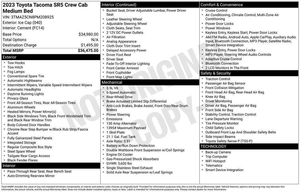 2023 Toyota Tacoma SR5 Double Cab 2WD V6 Auto Short Bed's photo