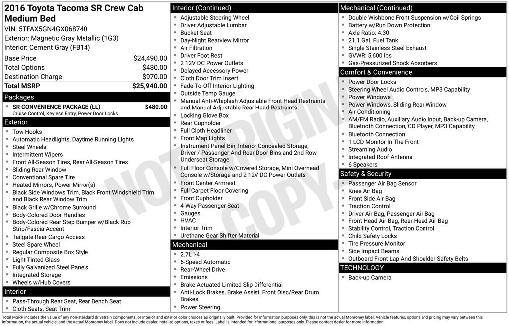 2016 Toyota Tacoma SR Double Cab 4x2 4-Cyl Auto Short Bed's photo