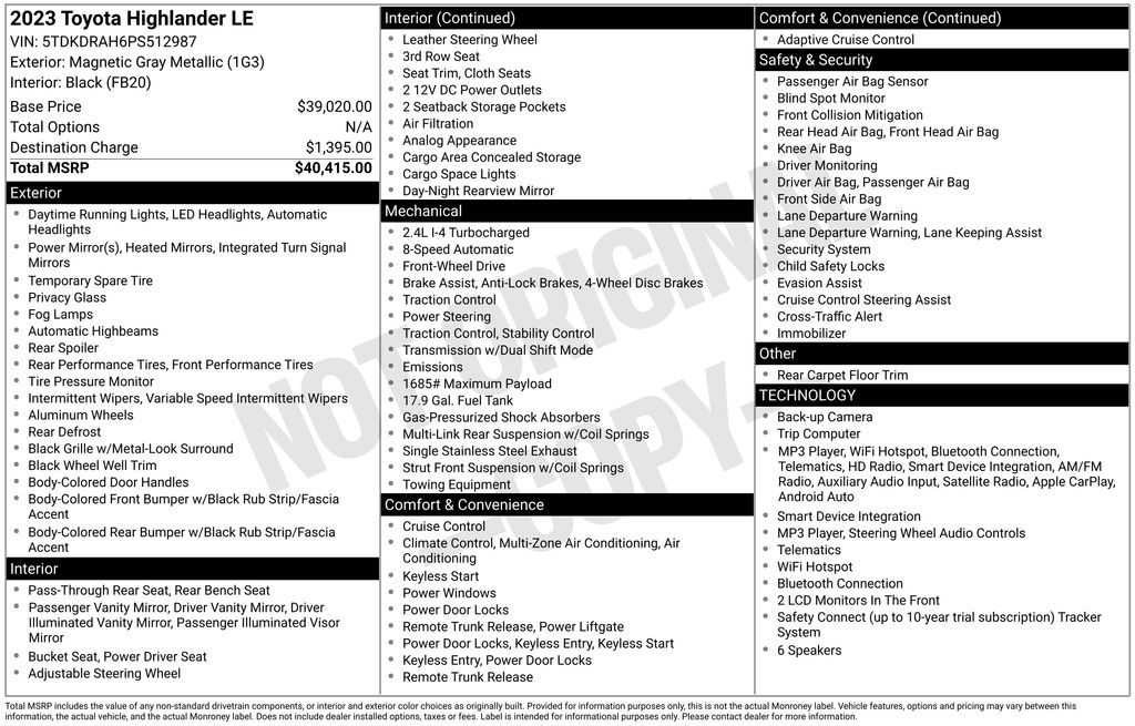 2023 Toyota Highlander LE FWD photo