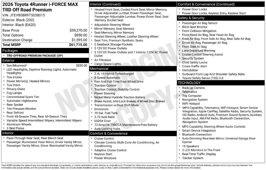 2026 Toyota 4Runner TRD Off-Road Premium i-FORCE MAX