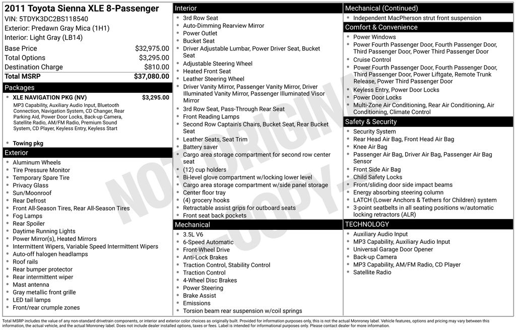 2011 Toyota Sienna Van 
