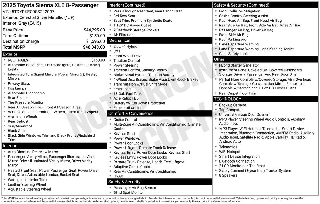 Used 2025 Toyota Sienna XLE 8 Passenger Van Passenger Van