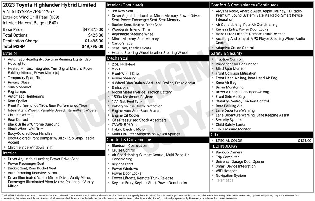 2023 Toyota Highlander Hybrid SUV 
