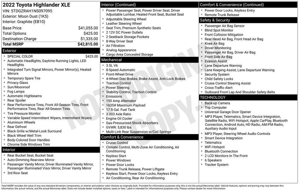 2022 Toyota Highlander XLE FWD photo