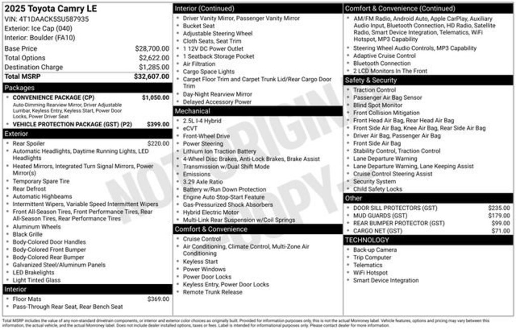 Used 2025 Toyota Camry LE Sedan