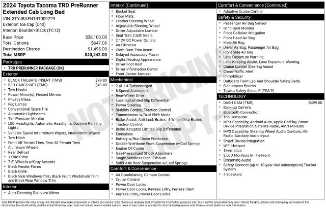 Used 2024 Toyota Tacoma TRD PreRunner Truck XtraCab