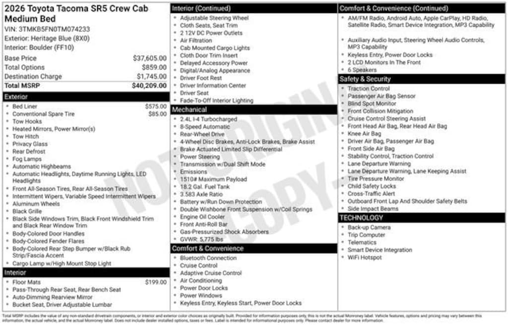 Used 2026 Toyota Tacoma SR5 Truck Double Cab