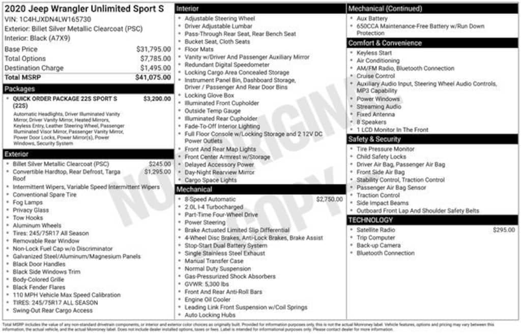 Used 2020 Jeep Wrangler Unlimited Sport SUV