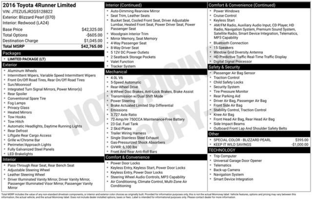 Used 2016 Toyota 4Runner SR5 SUV
