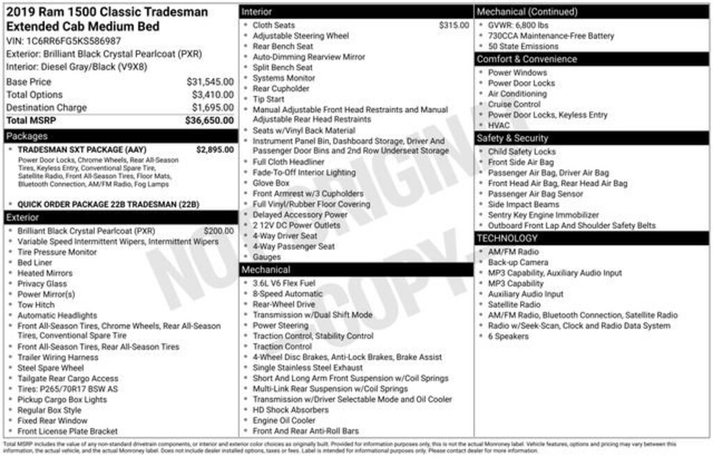Used 2019 Ram 1500 Classic Tradesman Truck Quad Cab
