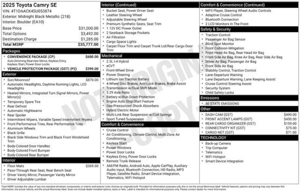 Used 2025 Toyota Camry SE Sedan