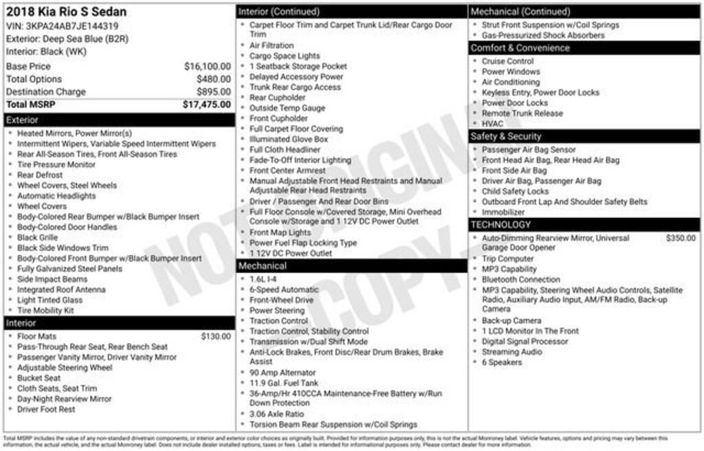 Used 2018 Kia Rio S Sedan