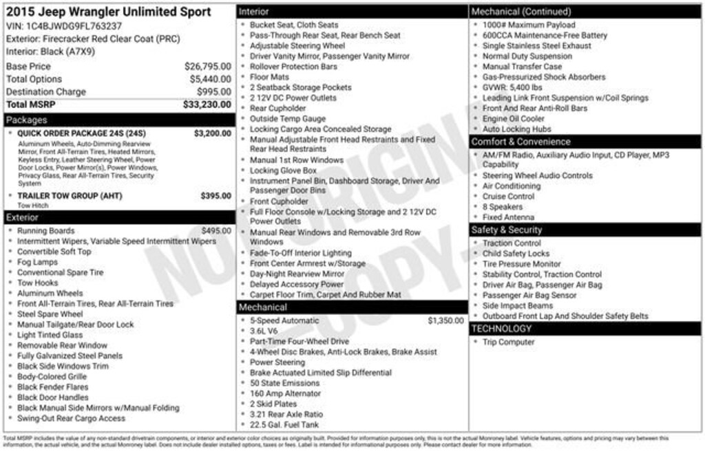 Used 2015 Jeep Wrangler Unlimited Sport 4x4 SUV