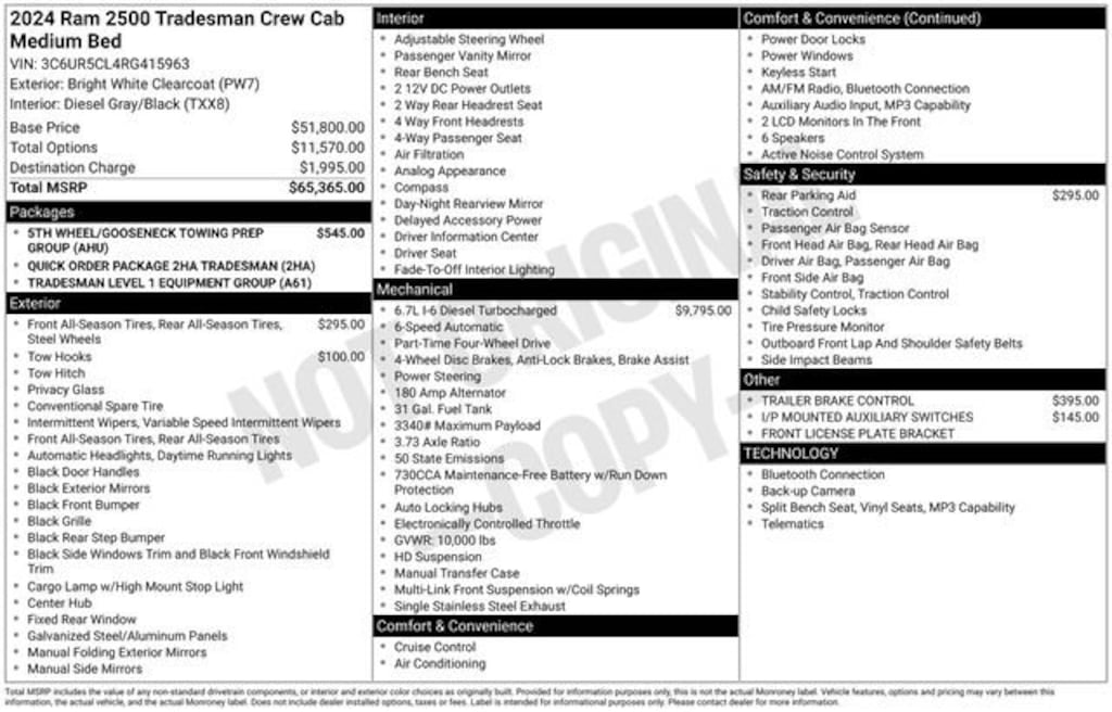 Used 2024 Ram 2500 Tradesman Truck Crew Cab