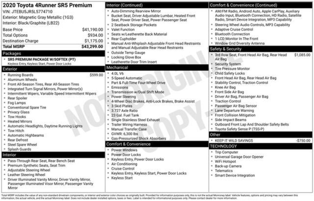 Used 2020 Toyota 4Runner SR5 Premium SUV