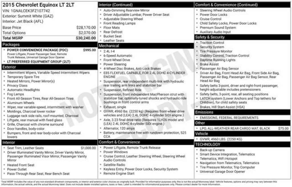 Used 2015 Chevrolet Equinox LT w/2LT SUV