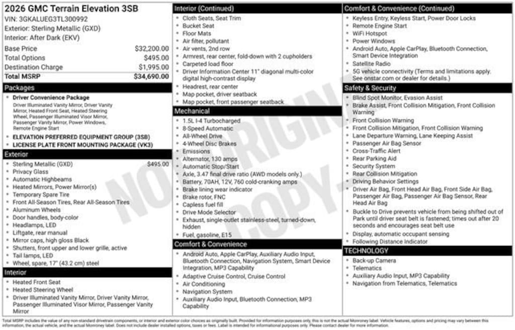 Used 2026 GMC Terrain Elevation SUV