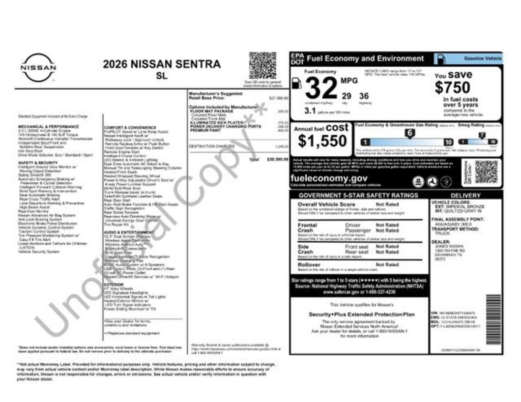 Used 2026 Nissan Sentra SL Sedan