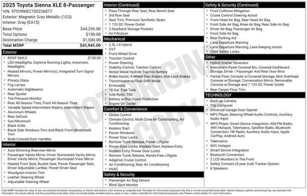 Used 2025 Toyota Sienna XLE 8 Passenger Van Passenger Van