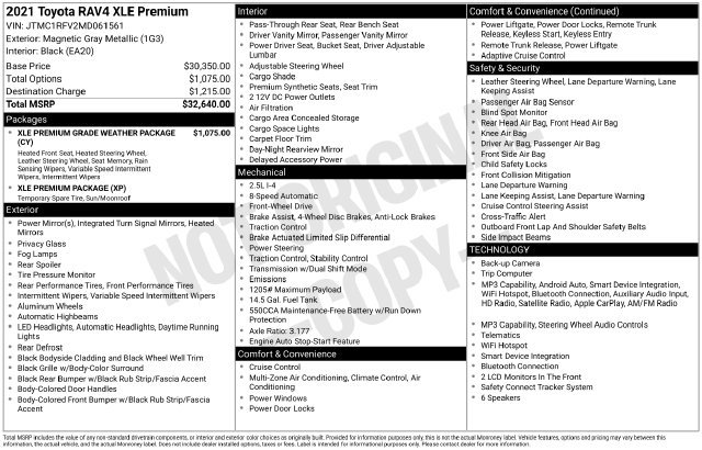 Used 2021 Toyota RAV4 XLE Premium SUV