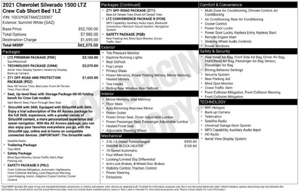 Used 2021 Chevrolet Silverado 1500 LTZ Truck Crew Cab