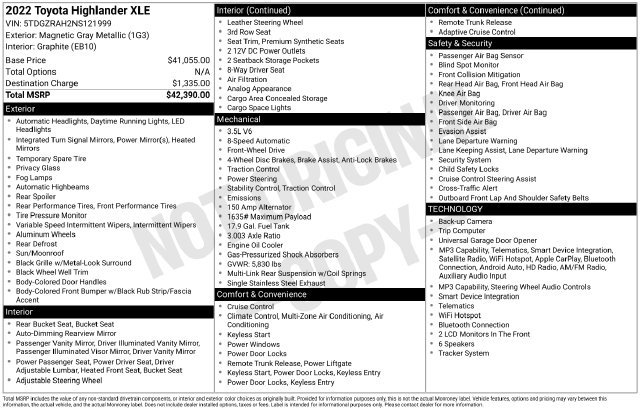 Used 2022 Toyota Highlander XLE SUV