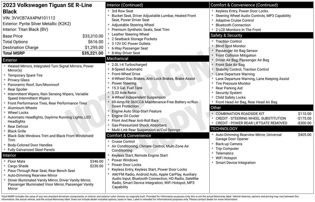 Used 2023 Volkswagen Tiguan 2.0T SE R-Line Black SUV