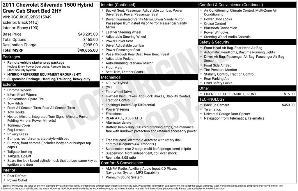 Used 2011 Chevrolet Silverado 1500 Hybrid Truck Crew Cab