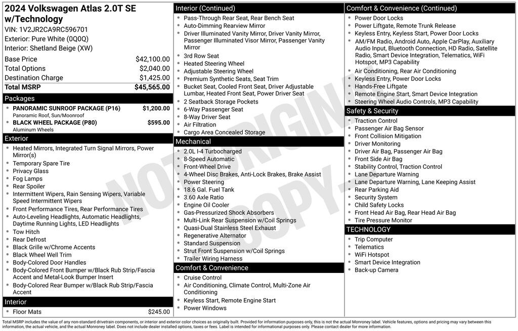 Used 2024 Volkswagen Atlas 2.0T SE w/Technology SUV