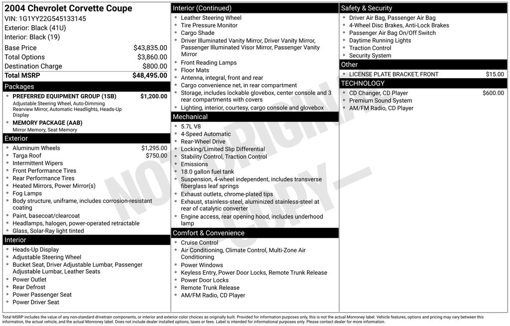 Used 2004 Chevrolet Corvette Base Coupe