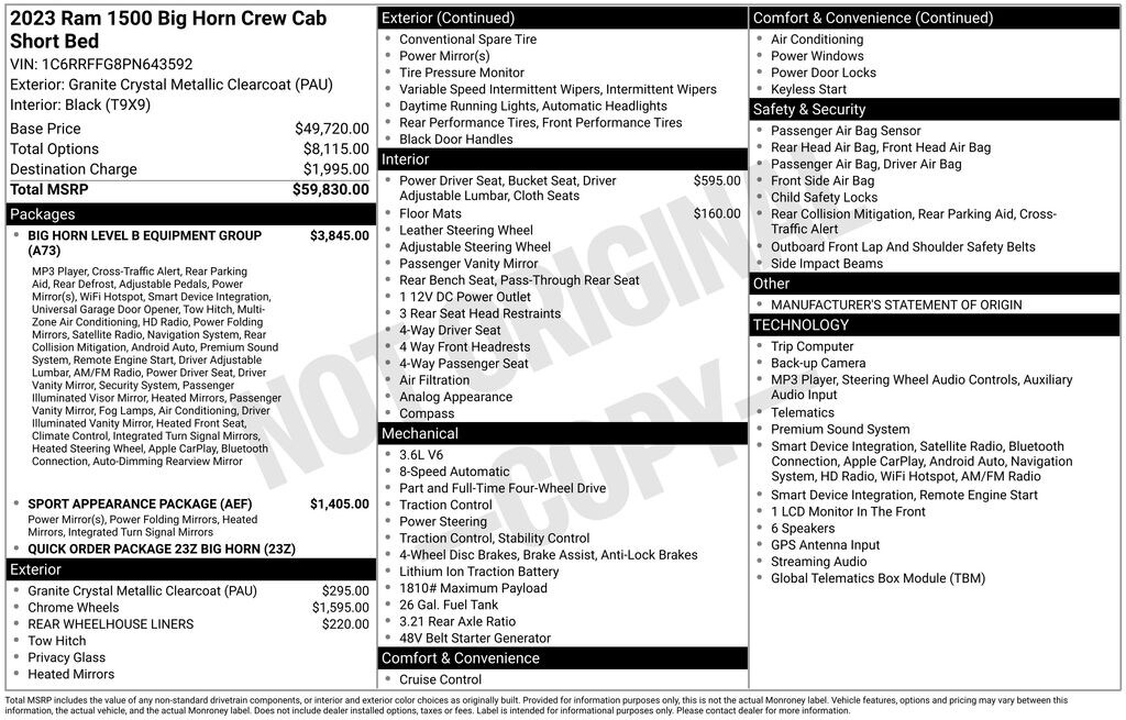 Used 2023 Ram 1500 Big Horn/Lone Star Truck Crew Cab