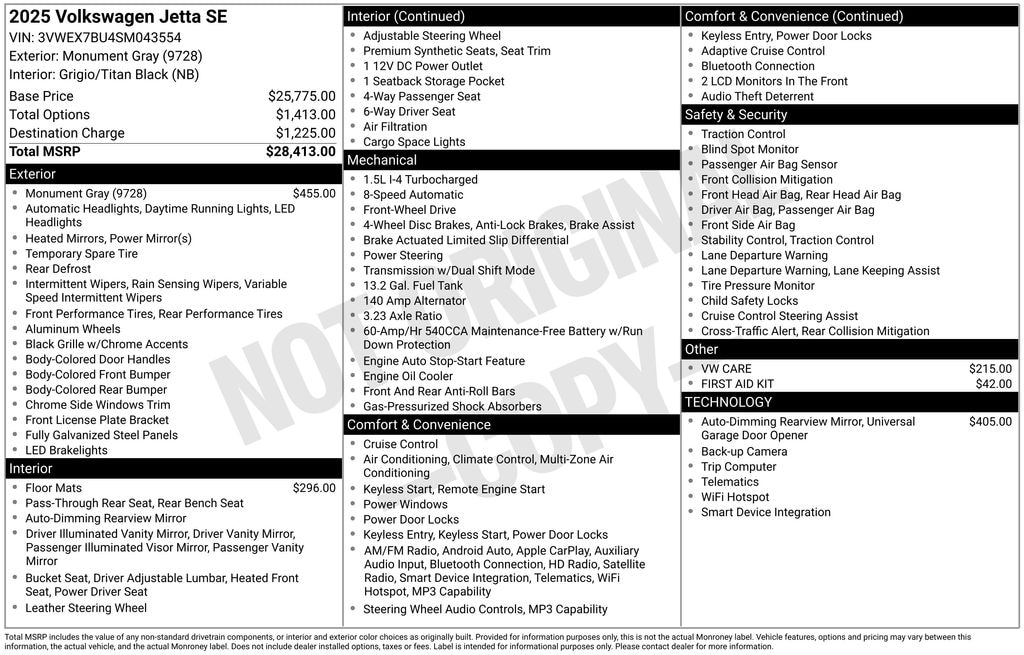 Used 2025 Volkswagen Jetta 1.5T SE Sedan