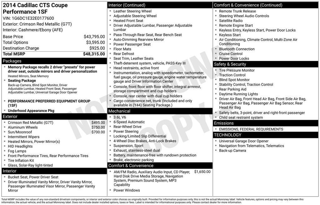 Used 2014 CADILLAC CTS Performance Coupe