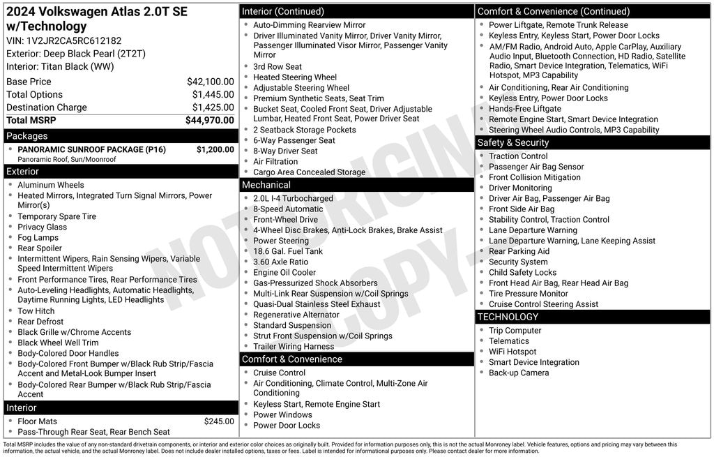 Used 2024 Volkswagen Atlas 2.0T SE w/Technology SUV