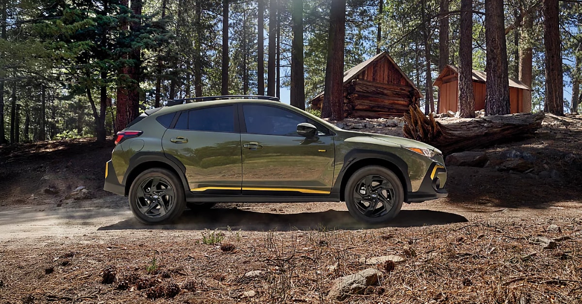 2025 Subaru Crosstrek in Alpine Green parked off road.jpg