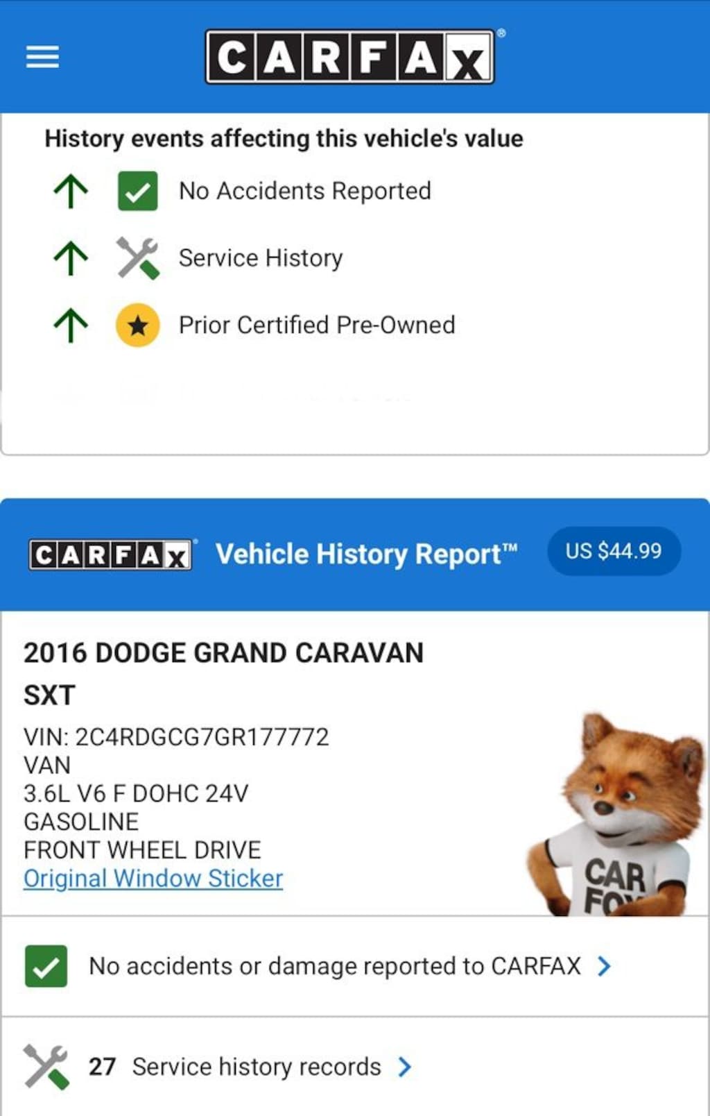 Used 2016 Dodge Grand Caravan SXT Van