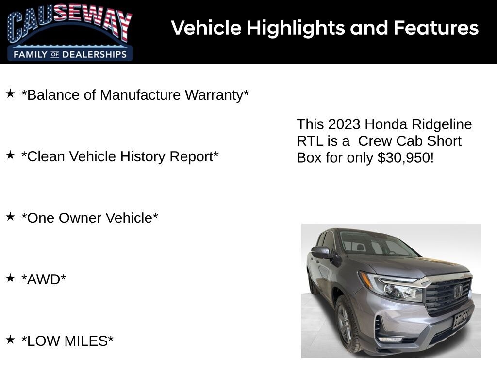 Used 2023 Honda Ridgeline RTL Truck