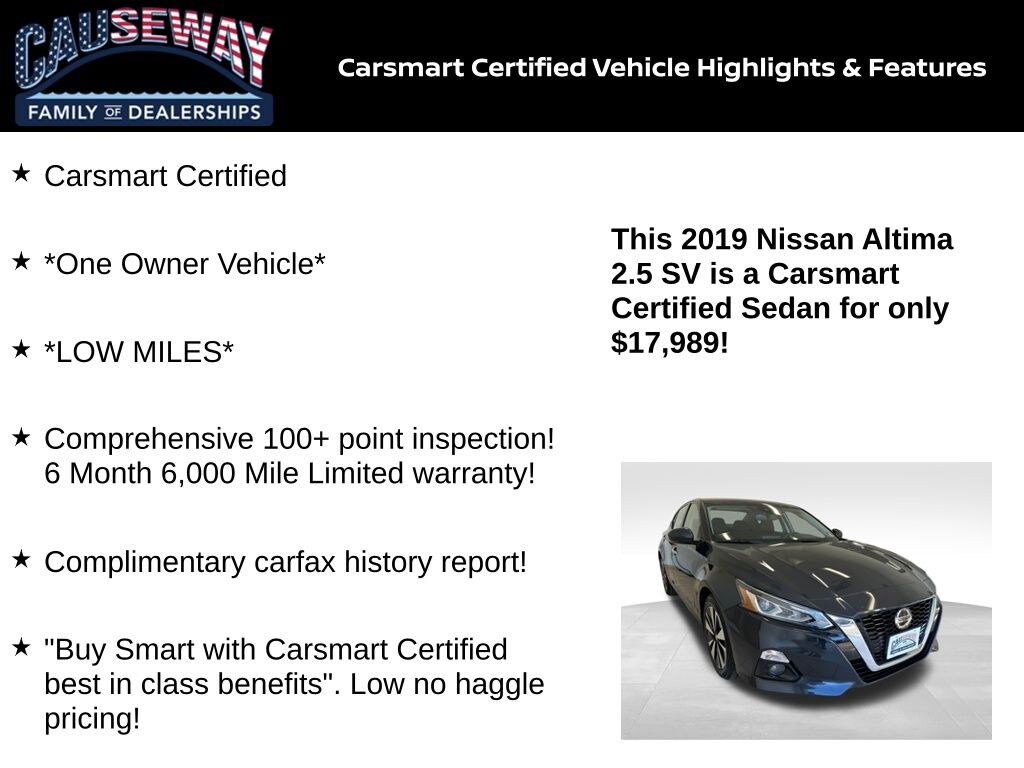 Certified 2019 Nissan Altima 2.5 SV Sedan