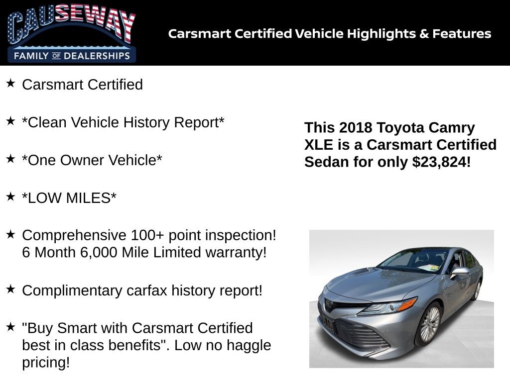 Certified 2018 Toyota Camry XLE Sedan