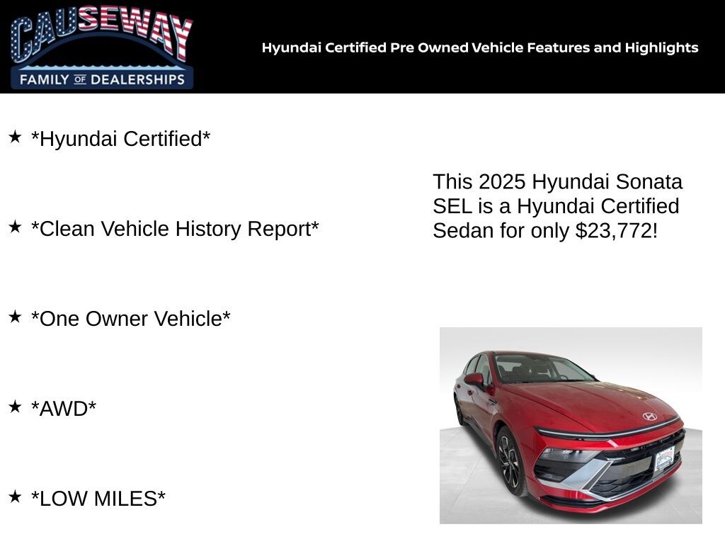 Certified 2025 Hyundai Sonata SEL Sedan