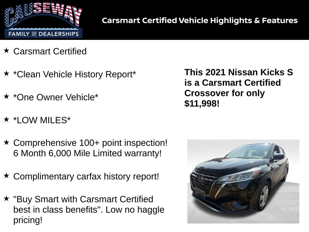 Certified 2021 Nissan Kicks S SUV