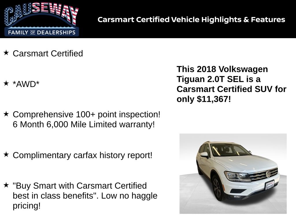 Certified 2018 Volkswagen Tiguan SEL with VIN 3VV2B7AX6JM198056 for sale in Stafford Township, NJ