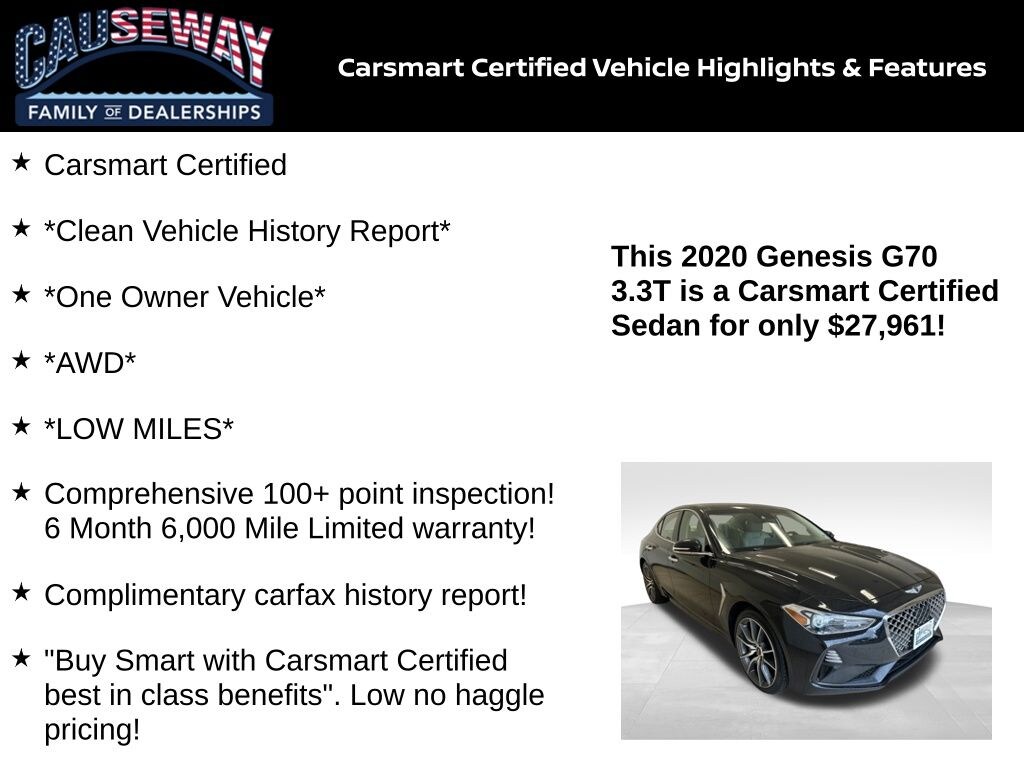 Certified 2020 Genesis G70 3.3T Sedan
