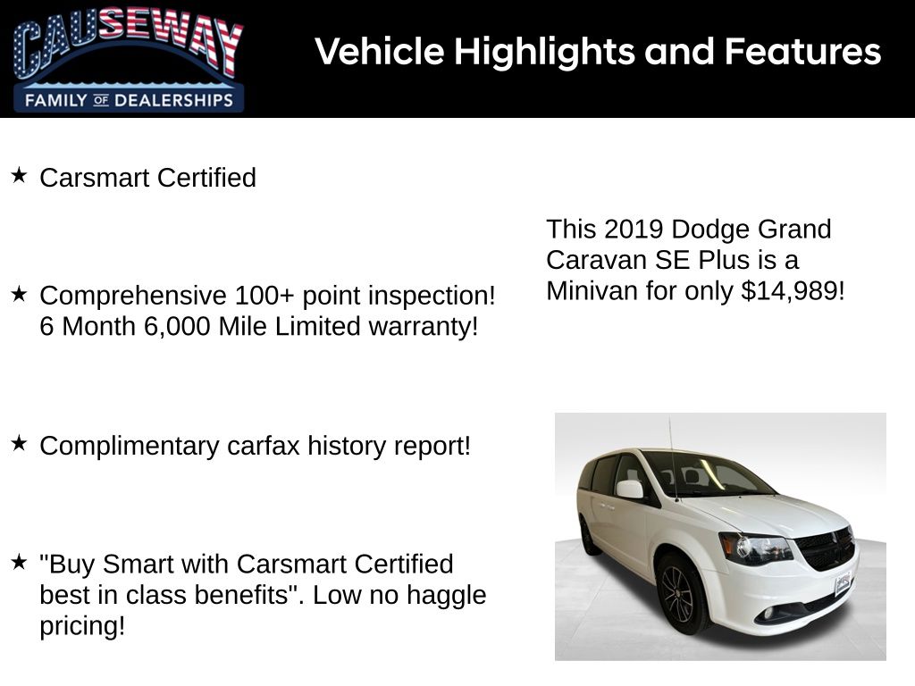 Used 2019 Dodge Grand Caravan SE Plus with VIN 2C4RDGBG5KR643497 for sale in Stafford Township, NJ