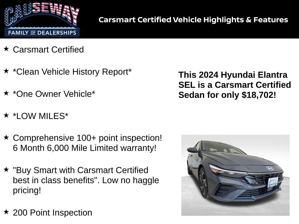 Certified 2024 Hyundai Elantra SEL Sedan