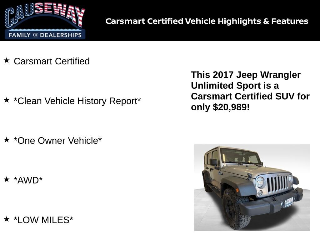 Certified 2017 Jeep Wrangler Unlimited Sport SUV