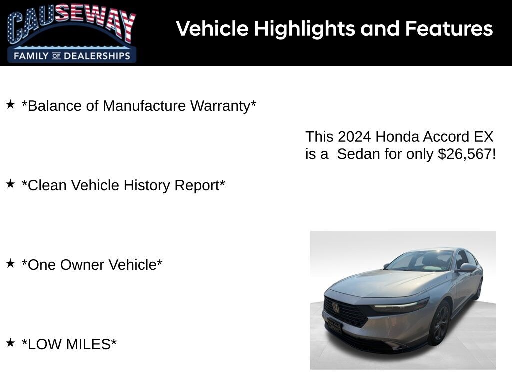 Used 2024 Honda Accord EX Sedan
