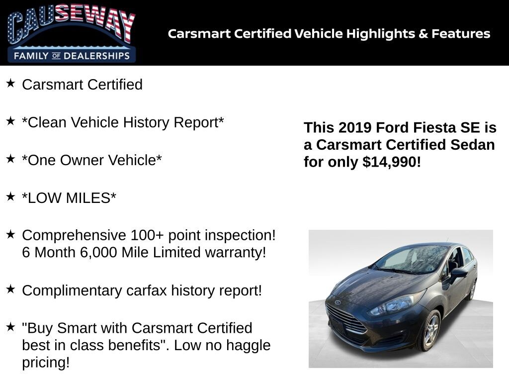 Certified 2019 Ford Fiesta SE Sedan