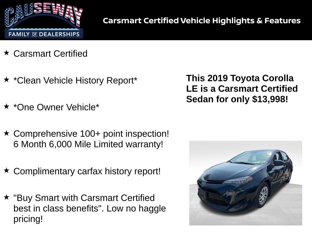 Certified 2019 Toyota Corolla LE Sedan
